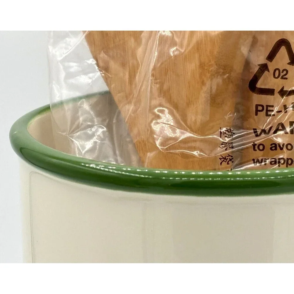 Lenox XMAS Holiday Utensil Crock w/3 Wooden Server Spoons Made for Macys NOS NIB